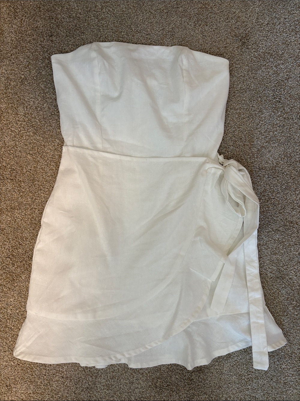 Princess Polly Strapless White Wrap-Style Mini Dress